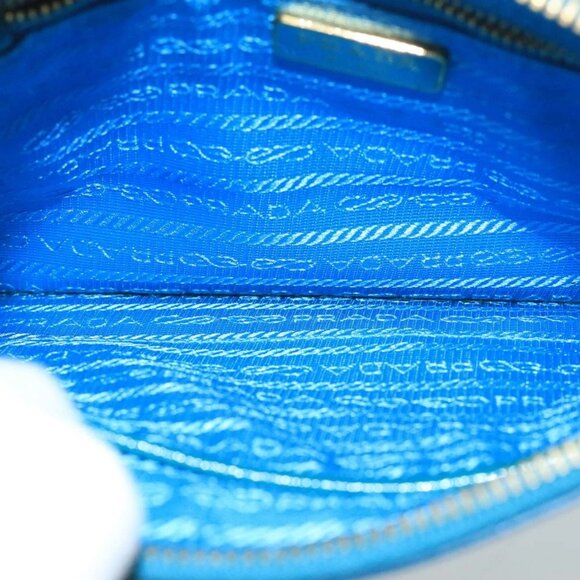 PRADA Shoulder Bag Safiano leather Turquoise Blue Gold Auth - Picture 11 of 16
